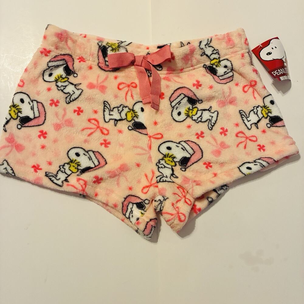 Peanuts Snoopy Women's Pajama Sleep Shorts Medium Pink Printed Lounge New